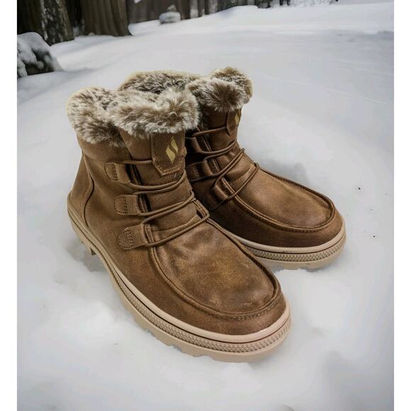 Skechers Boots Womens 5.5 5 1/2 Roadies Cozy Snow Brown Lace Up Faux Fur 155208 - Picture 2 of 10